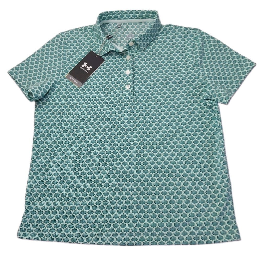 Under Armour Golf Polo Shirt Womens Medium UA Helix Boxy Crop NWT Green